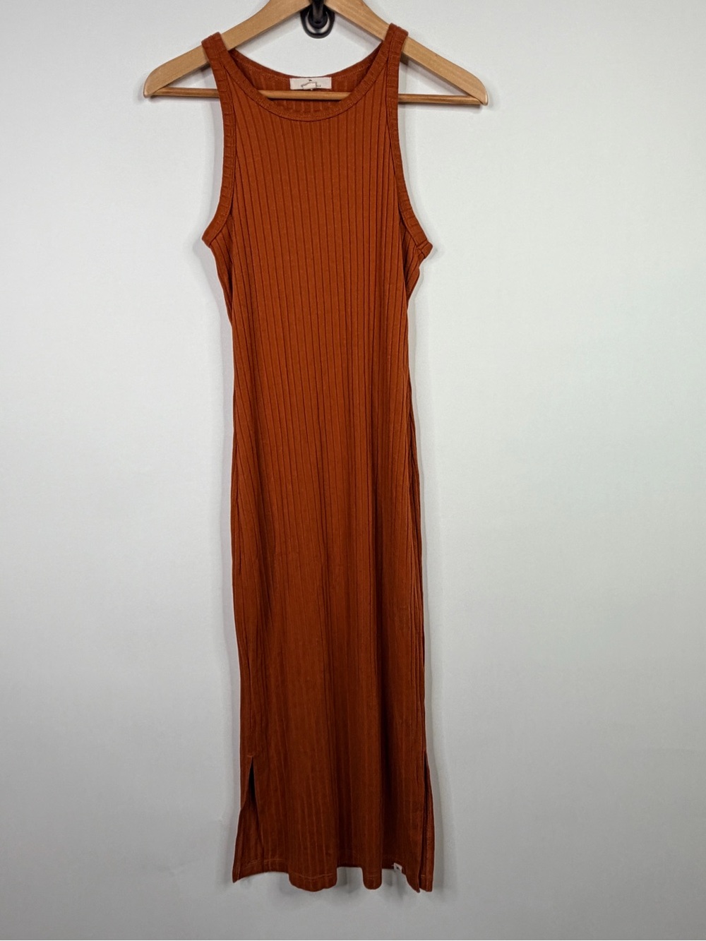 Rip Curl Sleeveless Ribbed Maxi Dress in Rust Orange
